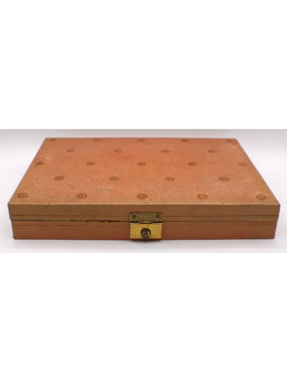 Mele Jewelry Box Pink Exterior Velvet Lined Accessories Storage Lock No Key Vtg